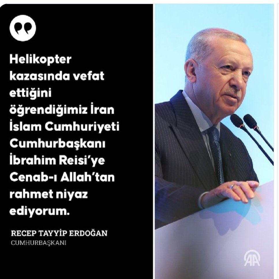 Cumhurbaşkanı Erdoğan, İran Cumhurbaşkanı Reisi'nin helikopter kazasında hayatını kaybetmesi nedeniyle başsağlığı mesajı yayınladı