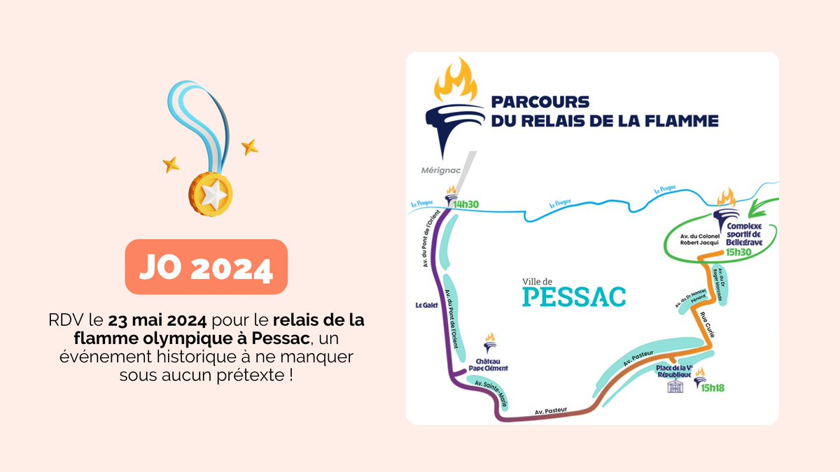 RDV jeudi dans une forme olympique ! CÉLÉBRONS ENSEMBLE L'ARRIVÉE DE LA FLAMME OLYMPIQUE 🔥 ✨ Découvrez le parcours du relais de la flamme !! ⌚ 🔦 Retrouvez toutes les infos sur : bit.ly/3Jn3mco 👉 Toutes les infos : bit.ly/4dL5R6h