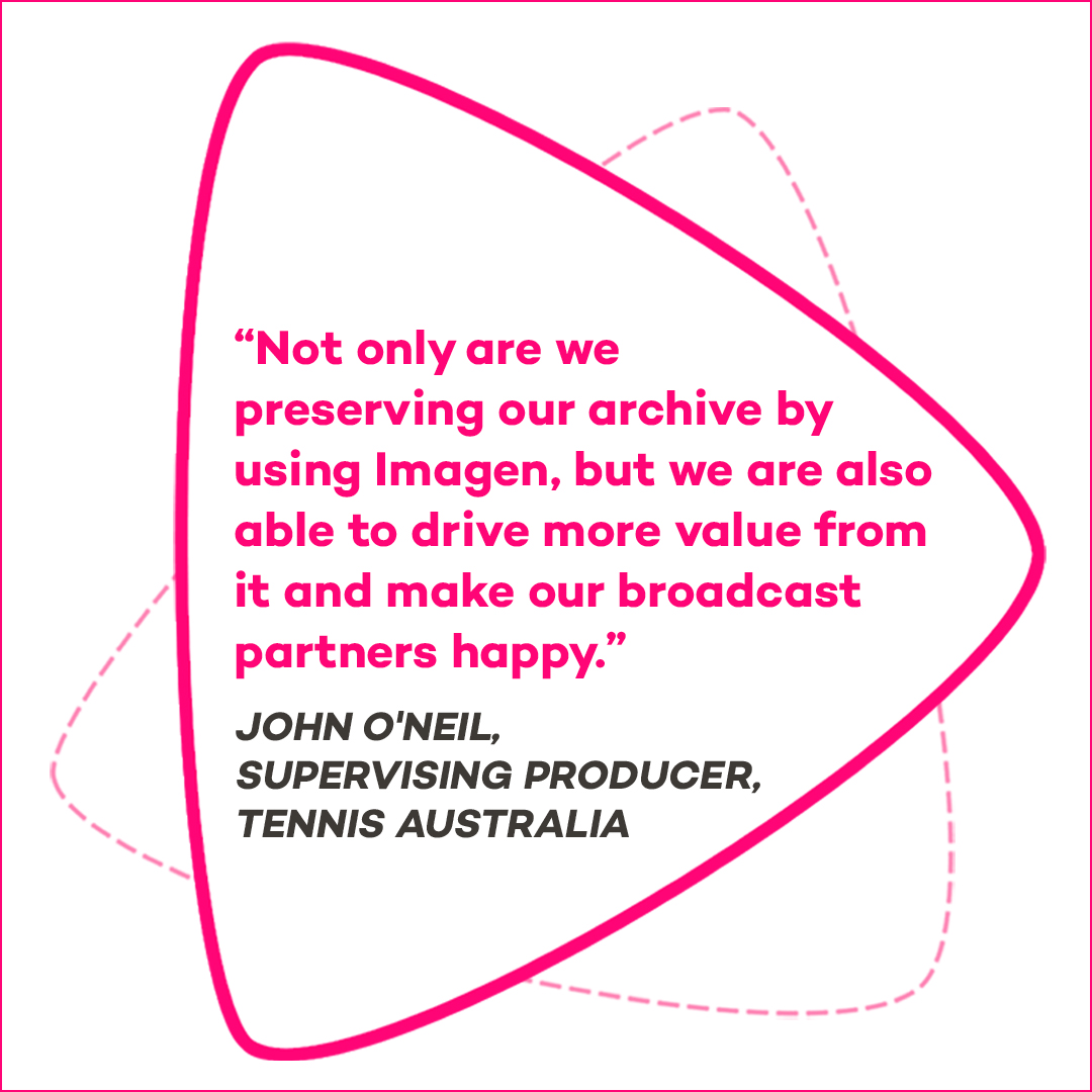 Imagen_io's tweet image. “Not only are we preserving our archive by using Imagen, but we are also able to drive more value from it and make our broadcast partners happy.”
John O'Neil, Supervising Producer, Live Events, Tennis Australia
hubs.ly/Q02xJpM70
#broadcastpartners #casestudies #drivevalue