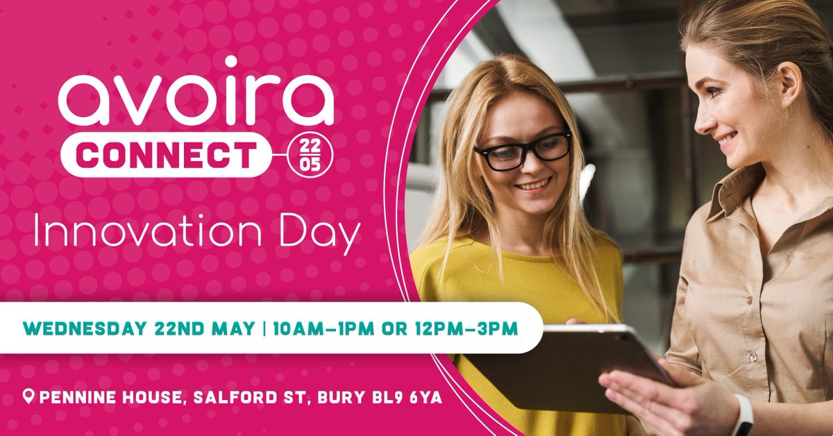 #AvoiraConnect is THIS WEEK! 🎉

Wednesday 22nd May 2024 | Morning &amp; Afternoon Sessions Available | Pennine House, Salford Street, Bury, BL9 6YA

We'll have Expert Talks, In-depth Demos, Prizes, Surprises and a Delicious Lunch provided!

reserve your spot buff.ly/49DBCLl