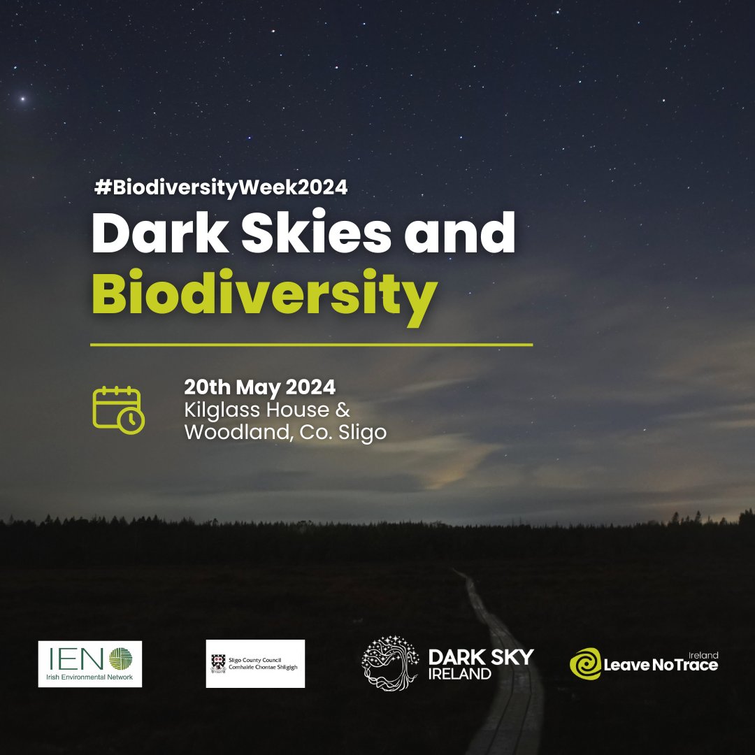 Reminder this event is happening this evening! Learn more about our dark skies and biodiversity with a FREE fun information evening at Kilglass House & Woodland, Co. Sligo during Biodiversity Week. Learn more: 🔗 darksky.ie/dark-skies-bio… 🌌 #BiodiversityWeek2024 @irishenvnet