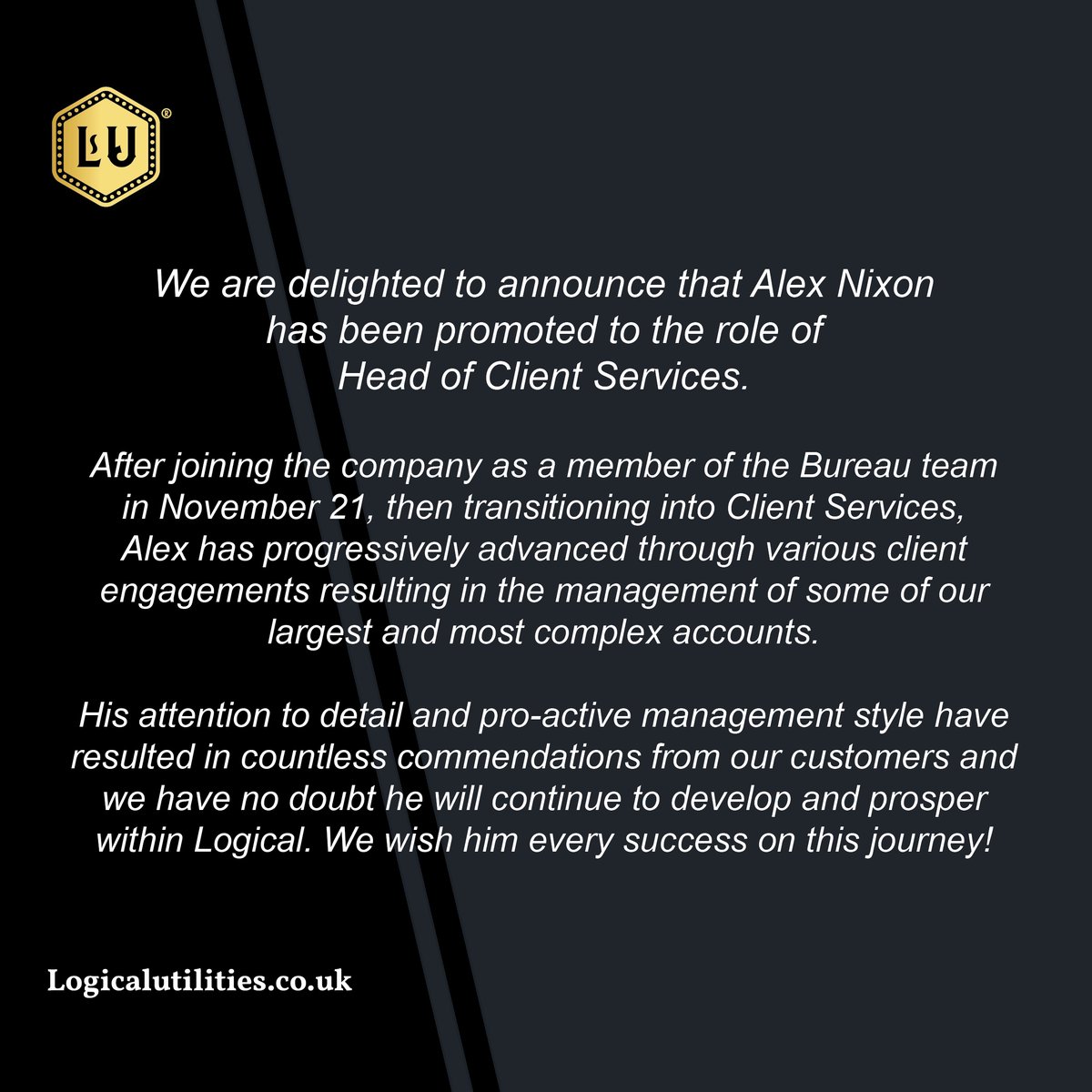 ✨ We are delighted to welcome Alex Nixon into his new role as Head of Client Services.✨ 

#welcome #newrole #logicalutilities #logicalutilitiescompany #cheltenham #energyindustry #sustainableenergy