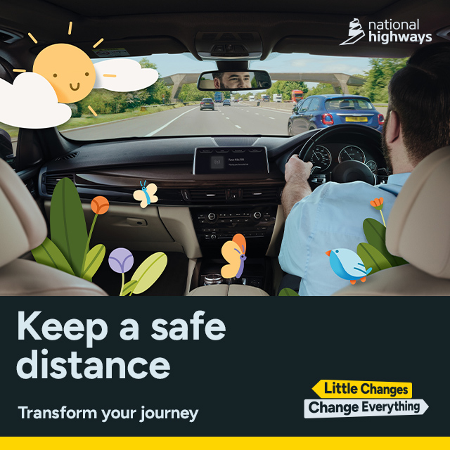 How close is too close? The Highway Code says there should be at least a two-second gap between you and the car in front in normal weather conditions. To learn more about safe distances, visit: ▶️ nationalhighways.co.uk/little-changes… #LittleChanges, change everything