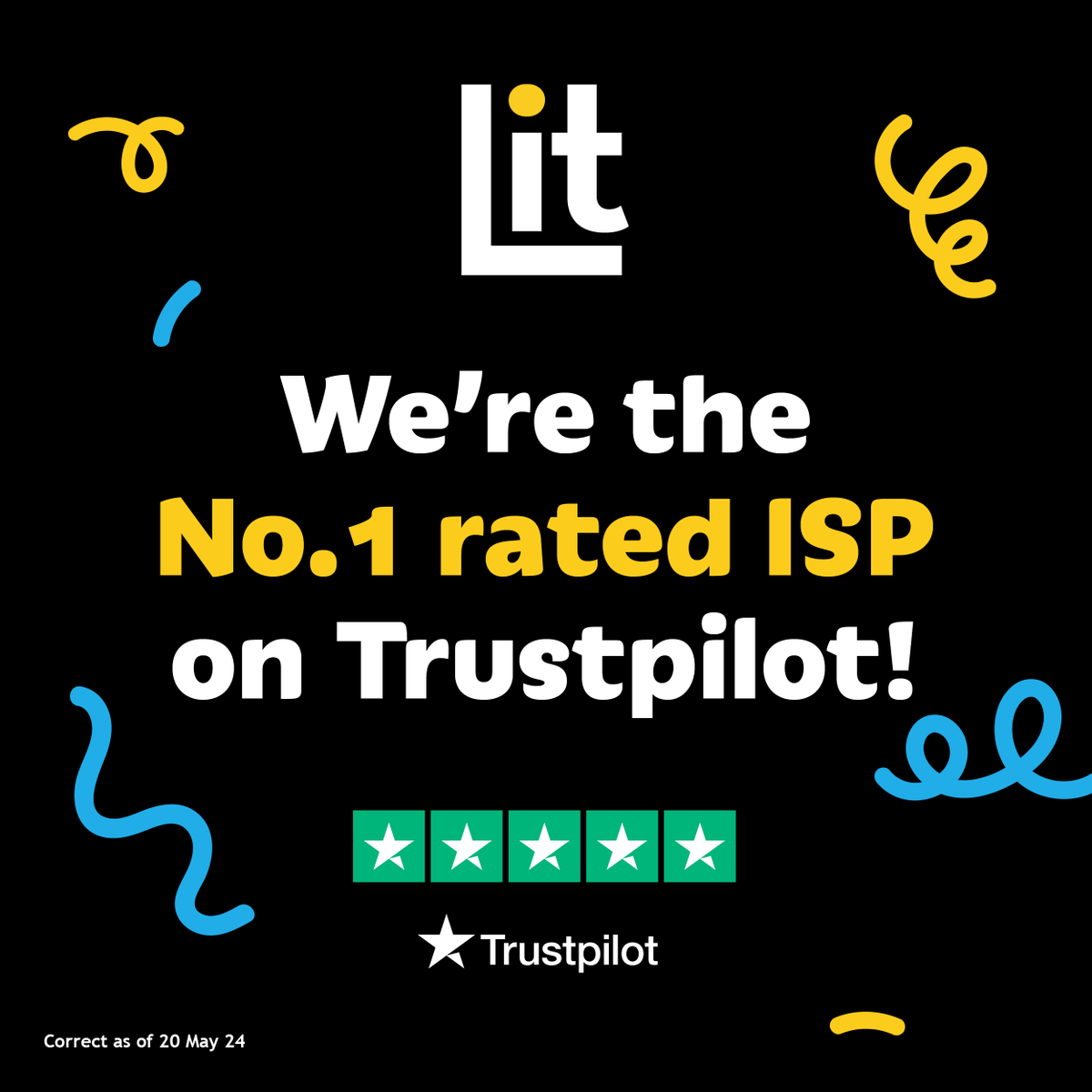 We’re so flattered to be No.1 rated Internet Service Provider on #Trustpilot ✨ It shows how #InternetDoneProperly and supporting our customers has paid off, leaving us with a bunch of super happy customers! Wish you could be this happy with your internet? litfibre.com