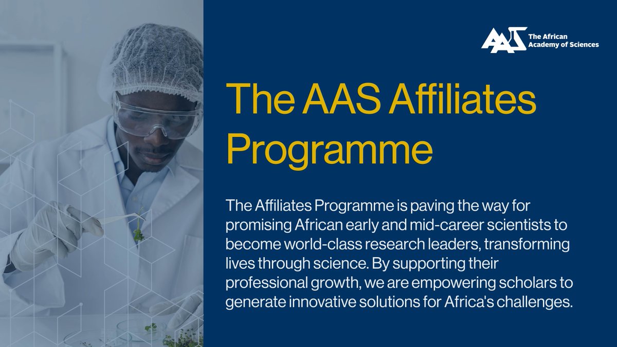 The #AASAffiliate programme is paving the way for promising African early & mid-career scientists to become world-class research leaders. We are empowering scholars to generate innovative solutions for Africa's challenges. Find out more👉shorturl.at/klrP7 #ScienceLeadership