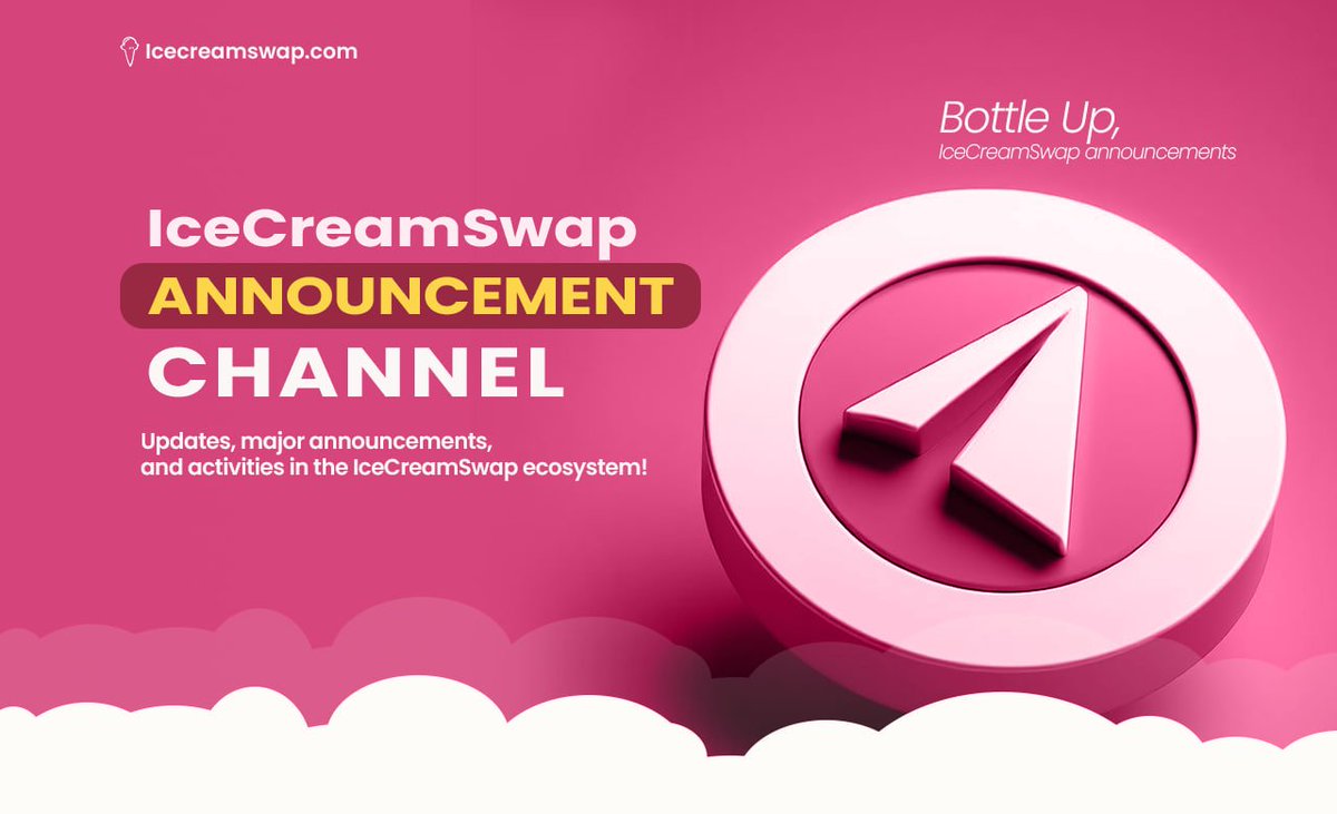Stay updated with our latest announcements by joining the IceCreamSwap Telegram channel! 🚀

🔗 t.me/IcecreamSwap_C…

Don't miss out on important updates and exclusive content. Join now! 💬✨

#IceCreamSwap #Announcements #StayInformed