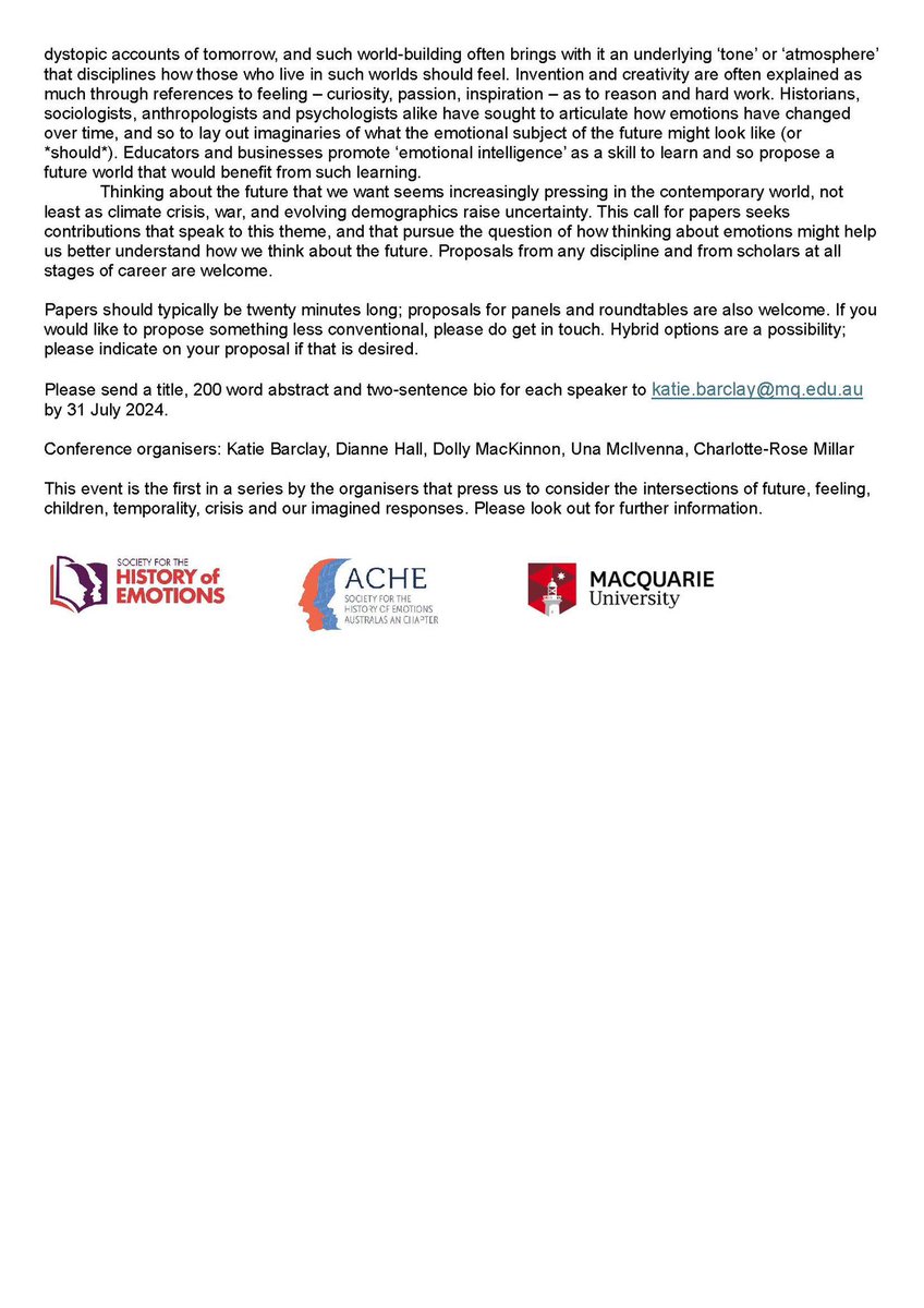 Emotions of the Future! Consider giving a paper at my event in November.