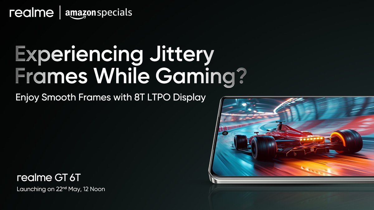 Can’t speed up in a go while racing to the finish line? Make smooth transitions and leave the jittery frames with the smoothest 8T LTPO Display of #realmeGT6T ⚡The #TopPerformer will be here in just two days on @amazonIN Stay tuned Explore here: bit.ly/4aC6xsd