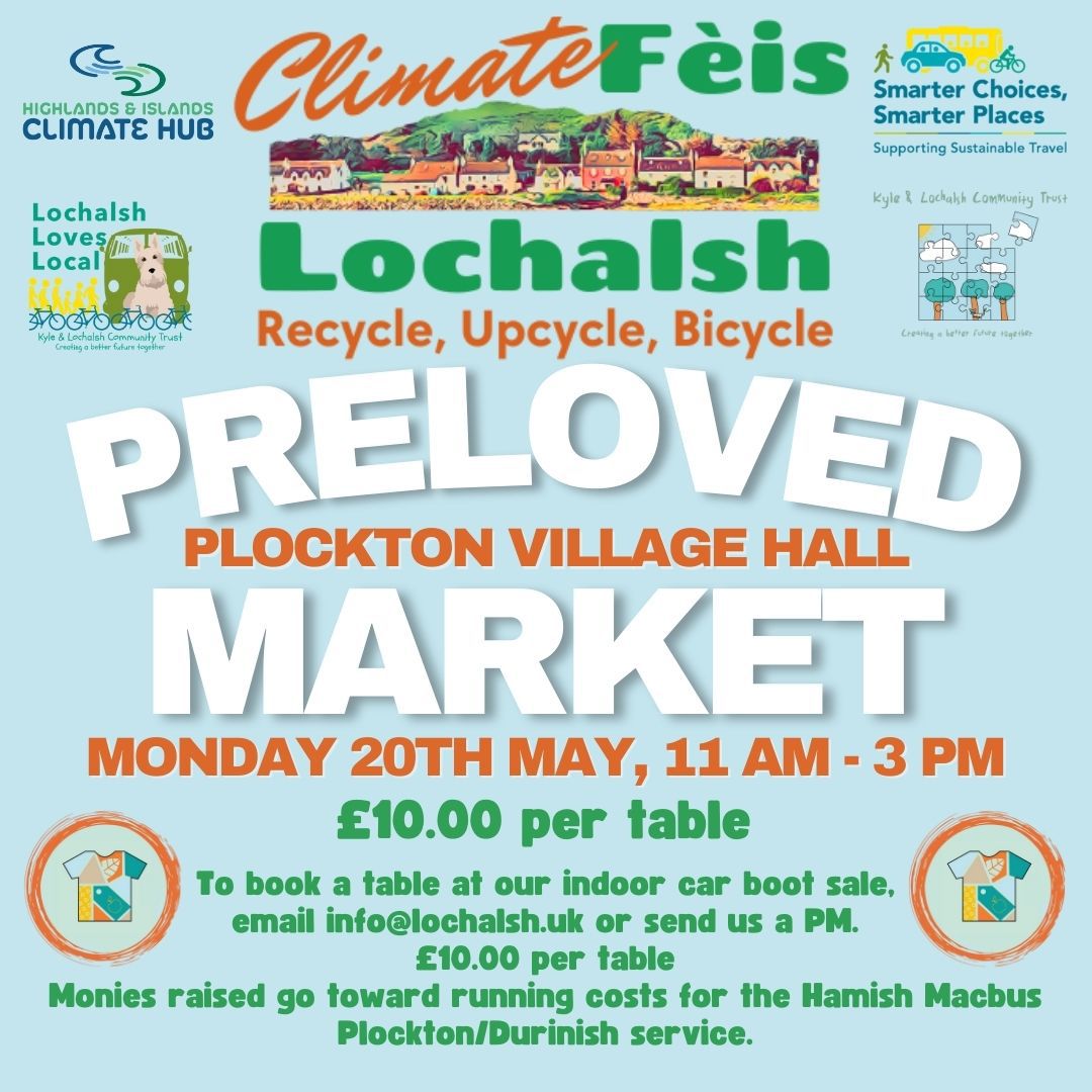 Lochalsh, are you ready for a Pre-loved Market? ✨ Head down to Plockton Village Hall today from 11am to shop for some pre-loved goodies, you'll be helping a great cause by getting involved! 🤩 If you can't make it today - instead check out the upcoming events this week! 😊