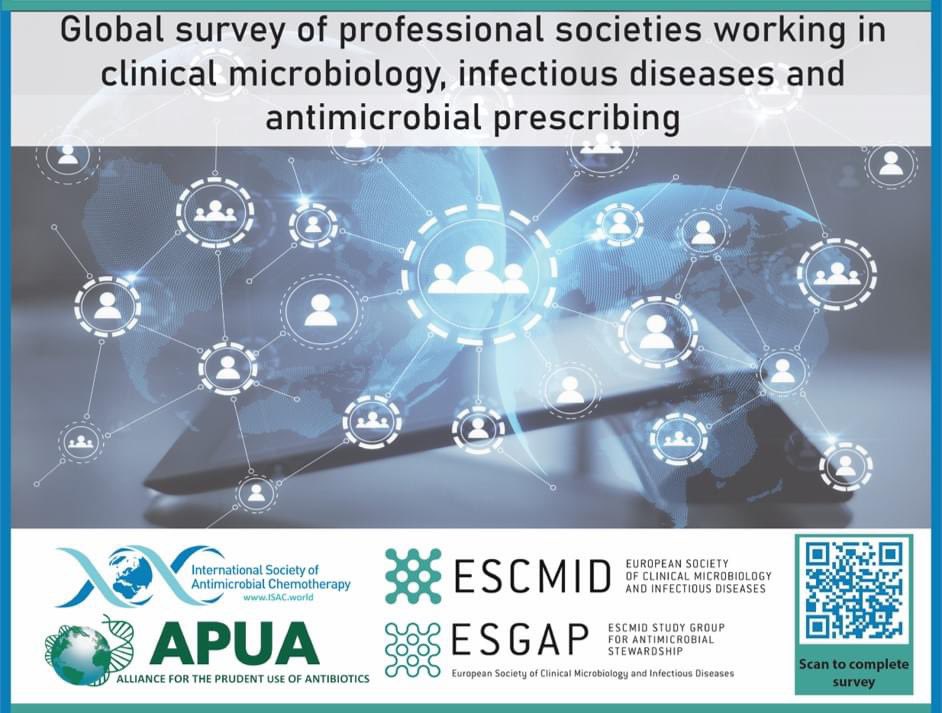 🌟Deadline approaching 🌟 There are less than 2 weeks to complete the ISAC / ESCMID Global Member Society Survey targeted at professional societies working in clinical microbiology, infectious diseases and #antimicrobial prescribing. surveymonkey.com/r/D8QHVG9 #AMR #antimicrobials