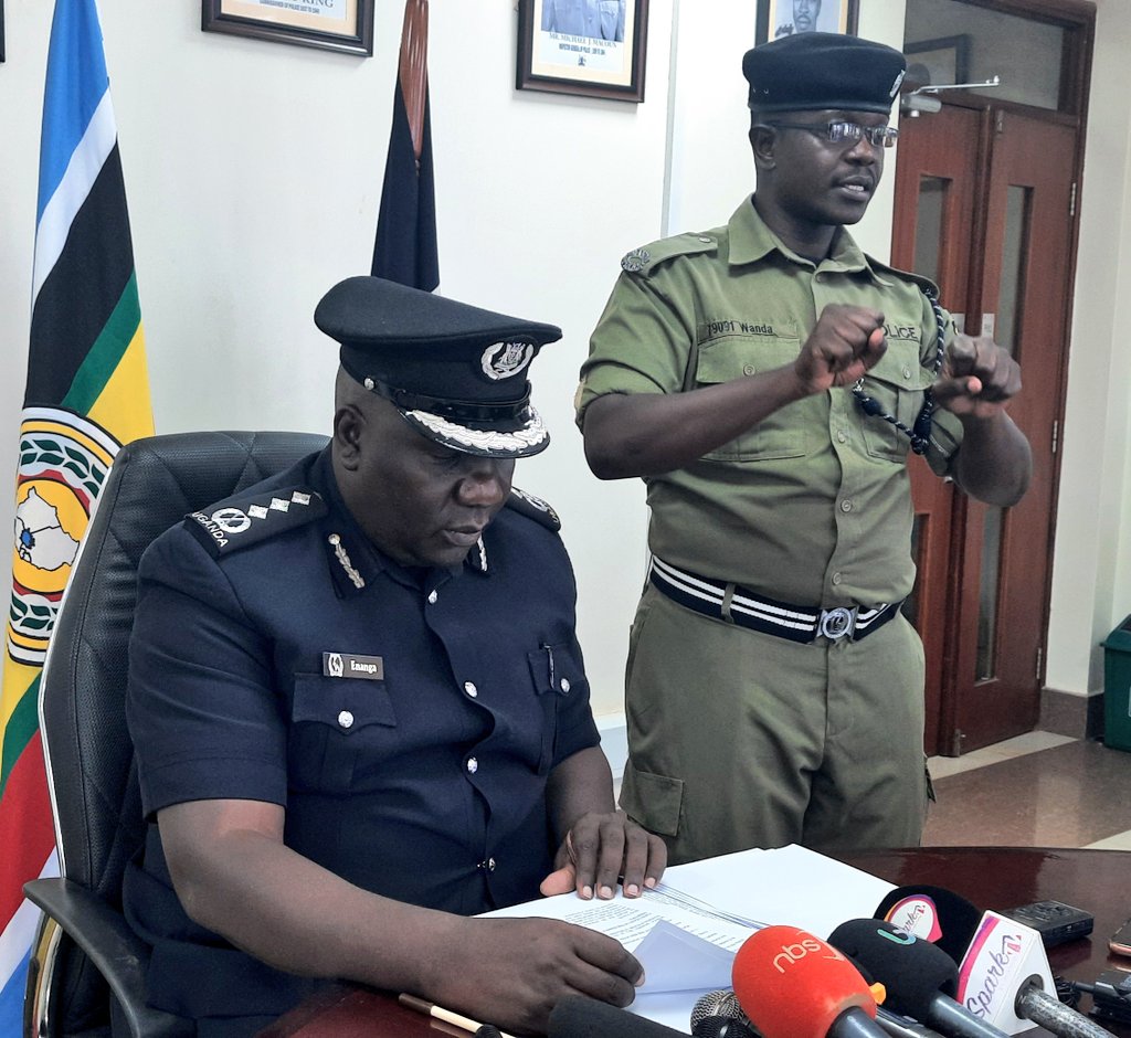 Happening now: SCP @FredEnanga1 the Police Press and Public Relations Officer addressing the media on the general security situation in the country at Police headquarters Naguru.