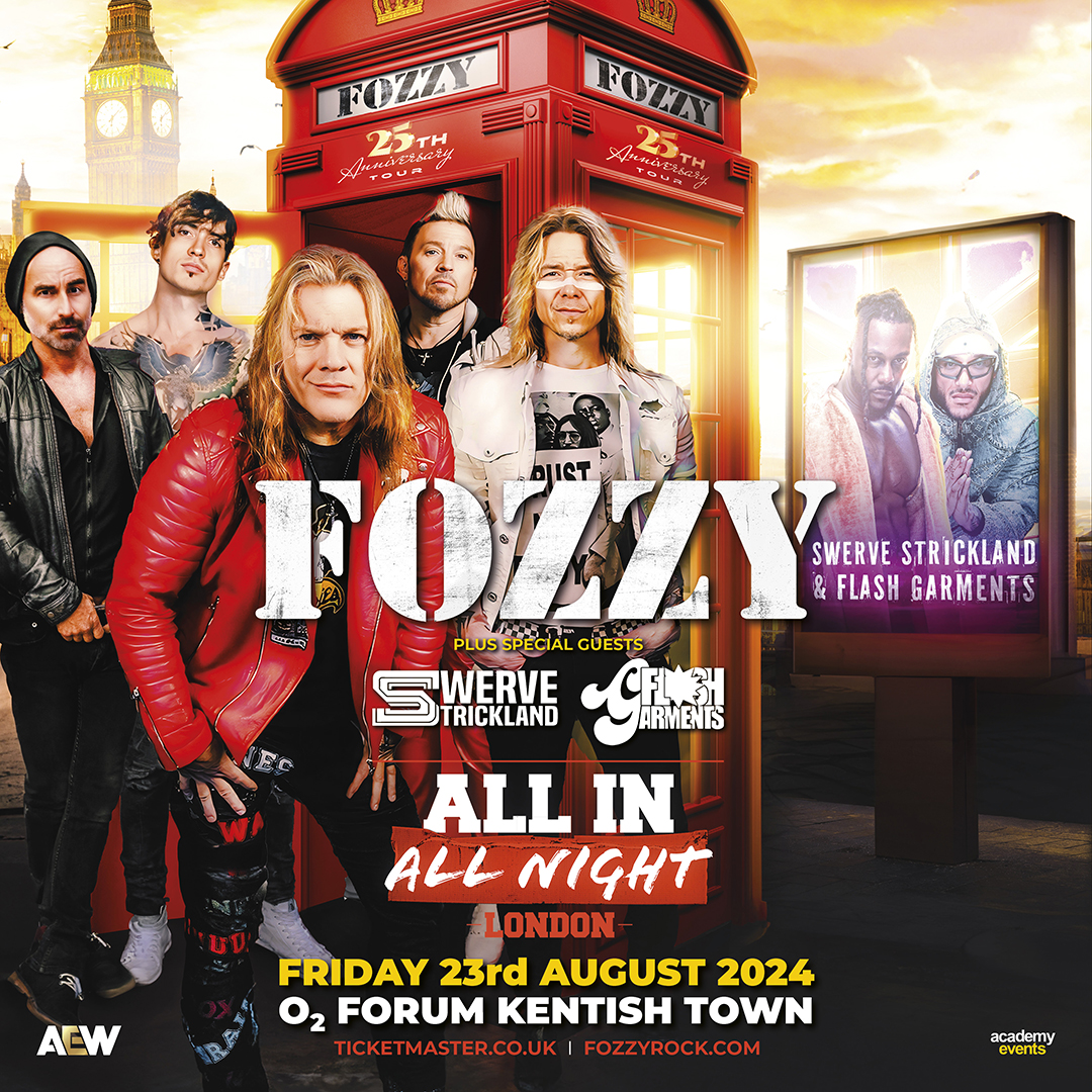 Wrestling legend turned rock star @IAmJericho and his band @FOZZYROCK return here on Fri 23 Aug. They'll be joined by @swerveconfident & @FlashGarments. Get 48-hour early access Priority Tickets from 10am Wed 22 May 👉 amg-venues.com/SjHO50RMS1Q #O2Priority #Fozzy