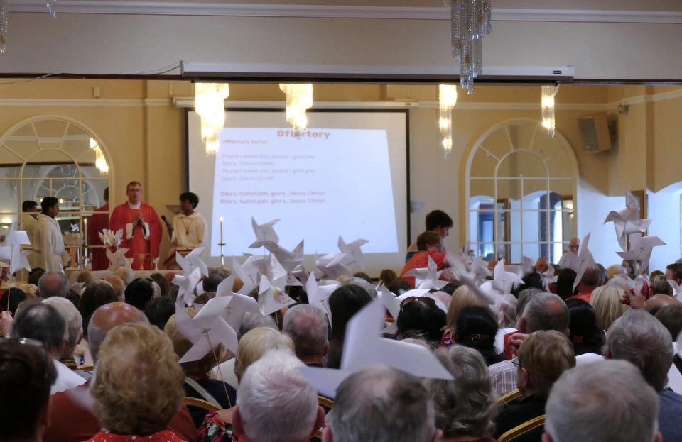 OLAPrimary's tweet photo. Thank you Father Daniel for a beautiful celebration of Pentecost yesterday. A huge diolch yn fawr to our school choir, our BSL signers, yr 6 for the wonderful banners and all staff and children who worked hard to make this day special. #cwmbrancatholic #OLAPrimary #CathEdService https://t.co/uOGIRI3AlD