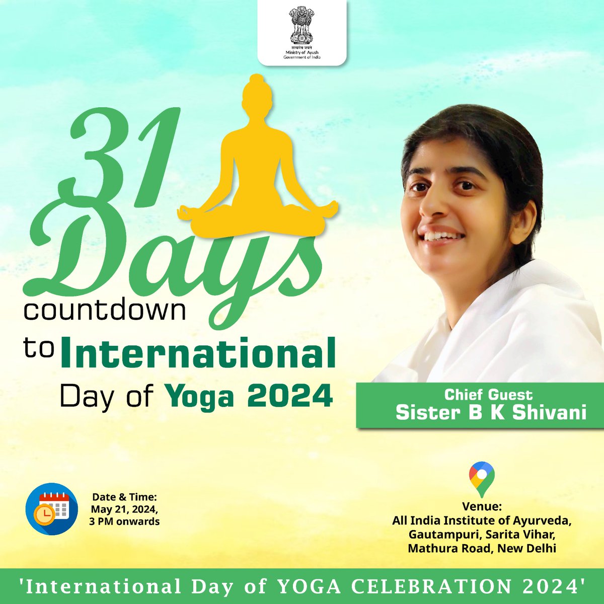 To celebrate the 31-days countdown to the 10th International Day of Yoga, the All India Institute of Ayurveda (AIIA), New Delhi, is organizing a grand event themed 'Yoga for Women Empowerment'. #IDY2024 #YogaDay2024 #InternationalDayOfYoga2024 #YogaDay