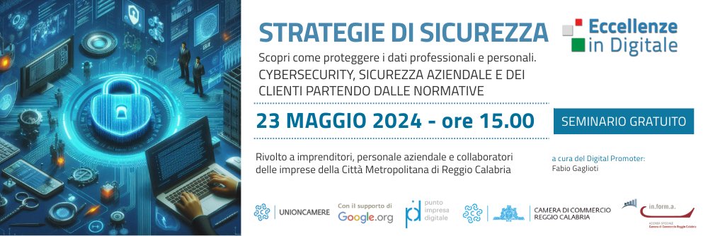 Come proteggere i dati professionali e personali della tua impresa? Scoprilo nel prossimo #webinar di #eccellenzeindigitale sulla #cybersecurity, in programma il 23/5  alle 15. Iscriviti qui 📷
conference-web-it.zoom.us/webinar/regist…
#PID #PuntoImpresaDigitale #cameradicommercio #reggiocalabria