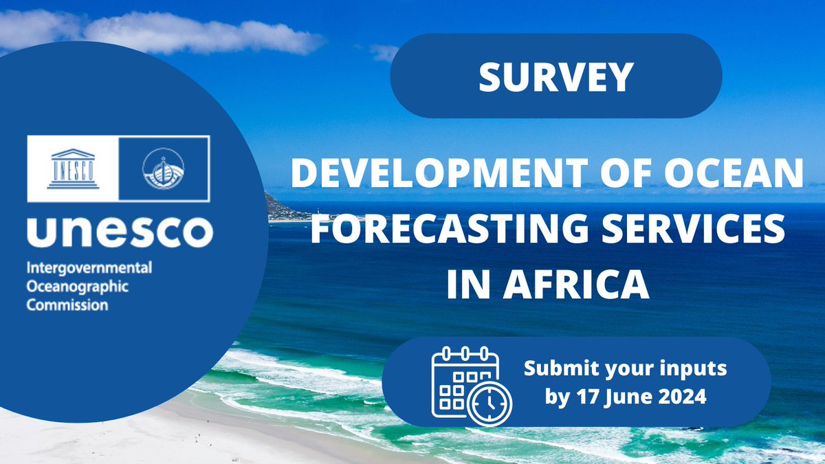 📄 Take part in this survey focused on the development of ocean forecasting services in #Africa and help us identify key stakeholders, assess the current landscape, and shape future initiatives in this area. Take the survey by 17 June 2024 👉 ow.ly/4IIW50RJuzg