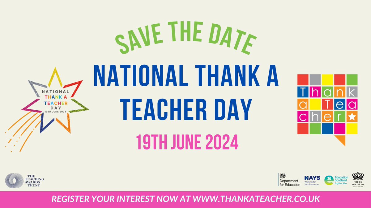 National #ThankATeacher Day is in less than a month!

On the 19th June we’ll be celebrating all of the fantastic, dedicated lecturers who teach in our college.

You can send a free e-card via the @UKThankATeacher website: bit.ly/3vzBNcO