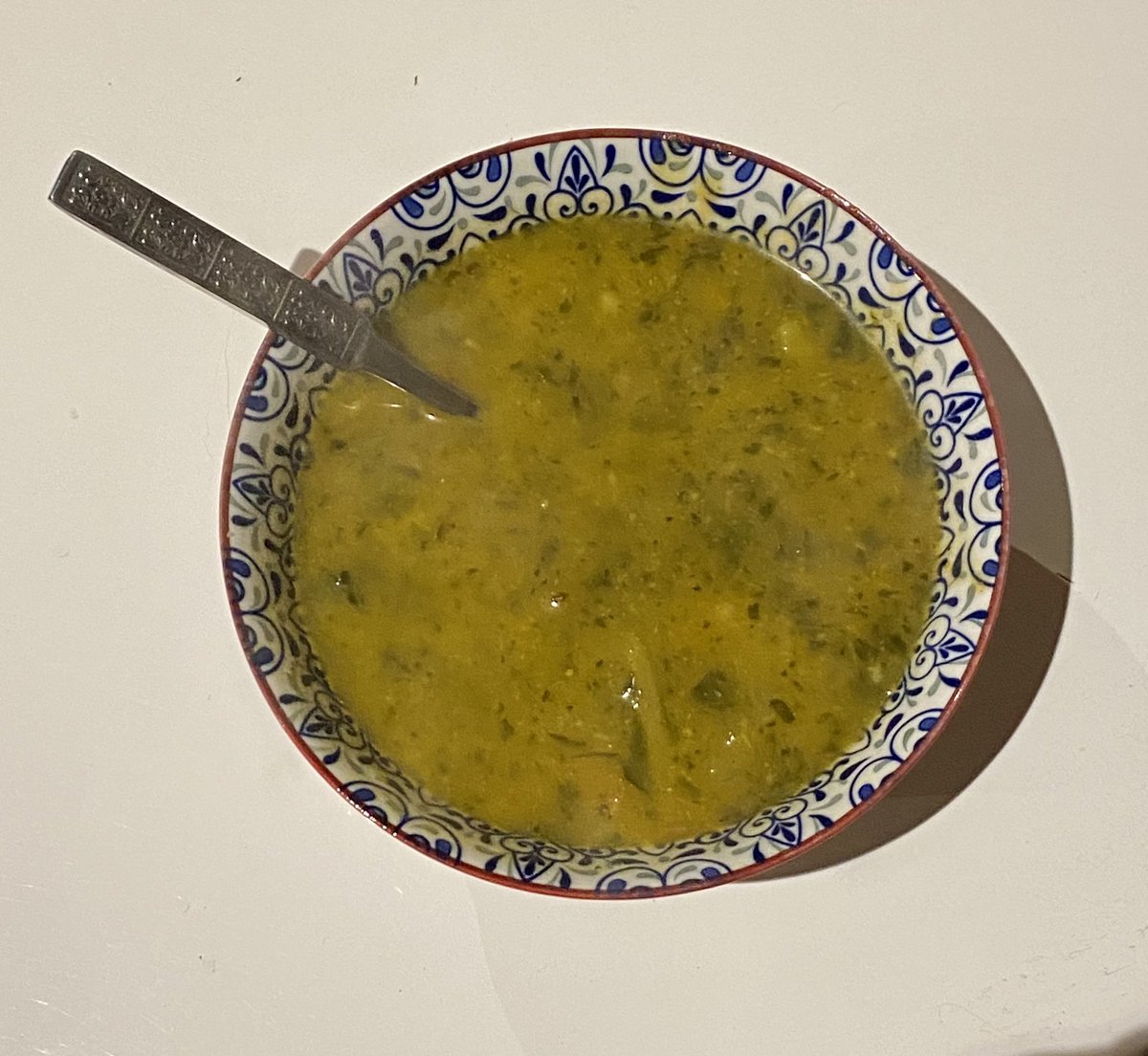 Made one of those soups with the veggies in the bottom of the fridge that are just about ready for the fogo bin. Delicious, and even better as leftovers the next day.