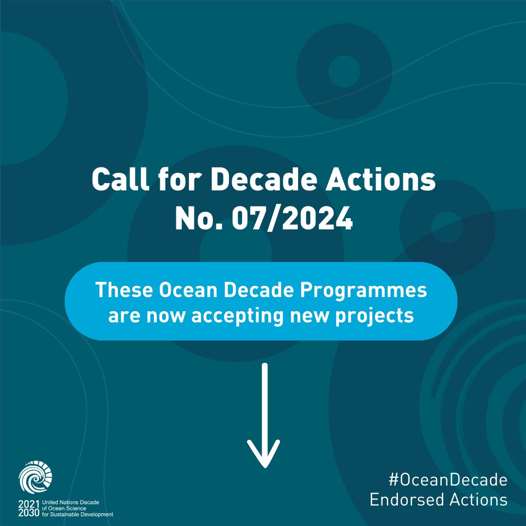Calling all ocean professionals! 

As part of the Call for Decade Actions No. 07/2024, the #OceanDecade Programmes in the thread below are accepting new projects. Each Programme covers most or all Decade Challenges. 

👉 More info: ow.ly/EzNG50RJFjA