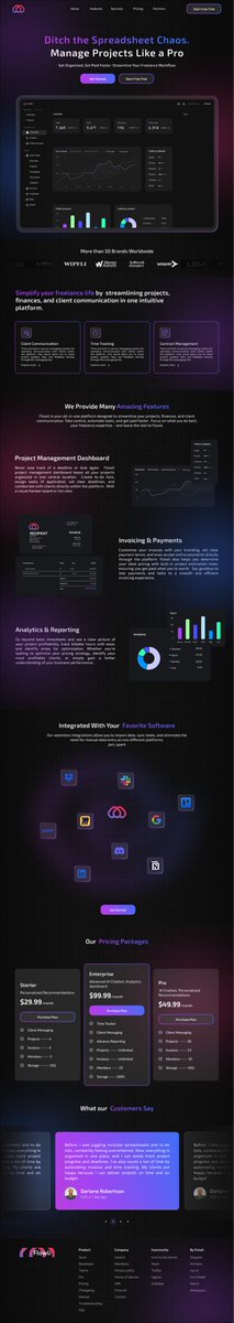 With the rising popularity of dark mode across digital platforms, i have always wanted to try designing a landing page using the theme.

#UIDesign #UserExperience #DesignChallenge  #uxdesign 
#userinterface #productdesigner #productdesign #designer #saaslandingpage #landingpage