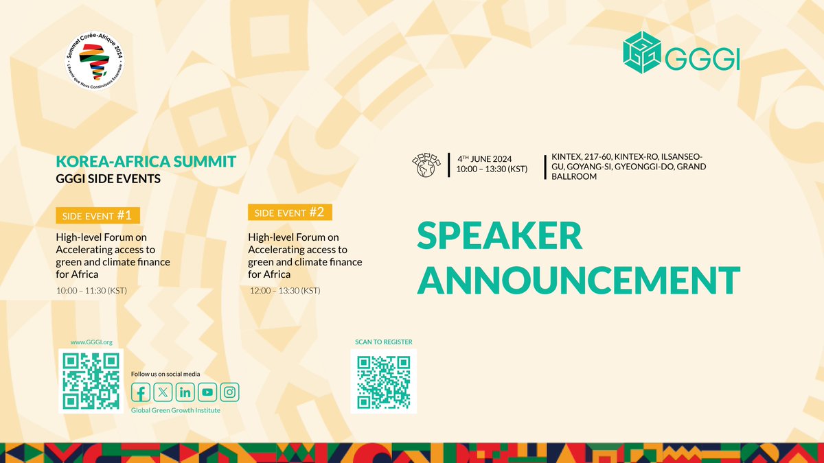 MEET OUR SPEAKERS We're Excited to have renown world leaders, Heads of state, policy makers, researchers and academicians, as well as #GreenGrowth champions among the speakers at the high-level Forums that we will host on the sidelines of the upcoming Korea-Africa Summit