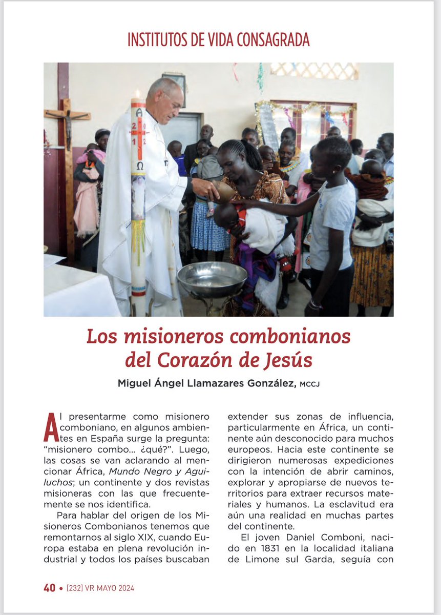En el número de mayo de Vida Religiosa, 'Los misioneros combonianos del Corazón de Jesús'. Un artículo de Miguel Ángel Llamazares, MCCJ @combonianos_es @edimune @MisionerasComb1 @Mccj_Comboniani