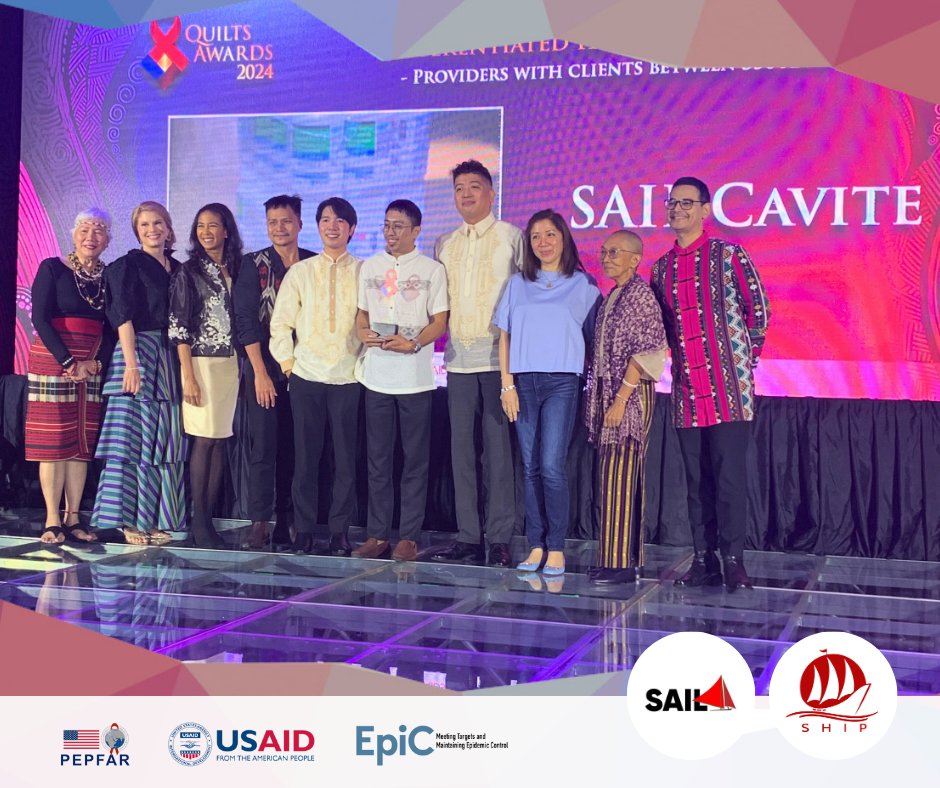 Congratulations and good job to all our #SAILClinics for the QUILTS Awards 2024!

We share our appreciation to PEPFAR, USAID, and EpiC, and our partners, supporters, and of course, our SAIL clients! ❤

Thank you and #TogetherWeSAIL!
