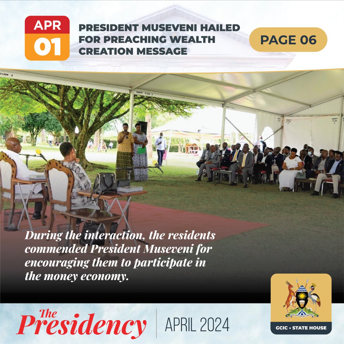 President Museveni praised for advocating wealth creation. #ThePresidencyUG Link:gcic.go.ug/the-presidency…