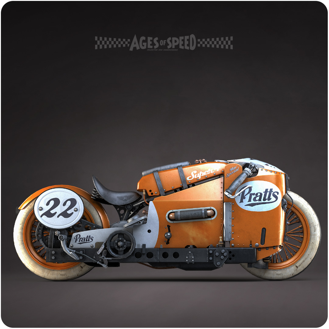 Pratts motor oil Super 4.  #caferacer #motorcycle #caferacerlovers #motorbike #custombike #classicbike #vintagebike #vintagebikes #racingbike #boardtrackracer #boardtrack #brooklands #simracing #gulfoil #render3d #indiegame #simracer #lowpolyart #bikeart #cool #pratts