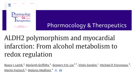 ALDH2 polymorphism and myocardial infarction: From alcohol metabolism to redox regulation @LHCHFT @LJMU_Health @LivHPartners sciencedirect.com/science/articl…