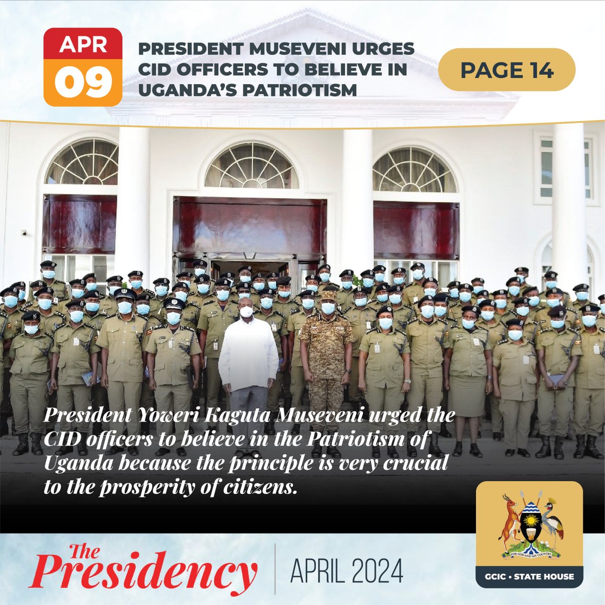 President Museveni urged CID officers to embrace and believe in Uganda's patriotism. #ThePresidencyUG