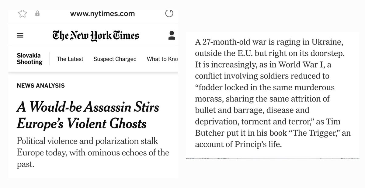 An Iranian president is killed, a Slovak leader survives an assassin's bullet. For the New York Times, echoes of Sarajevo 1914 need addressing, citing my book The Trigger  <a href="/nytimes/">The New York Times</a>