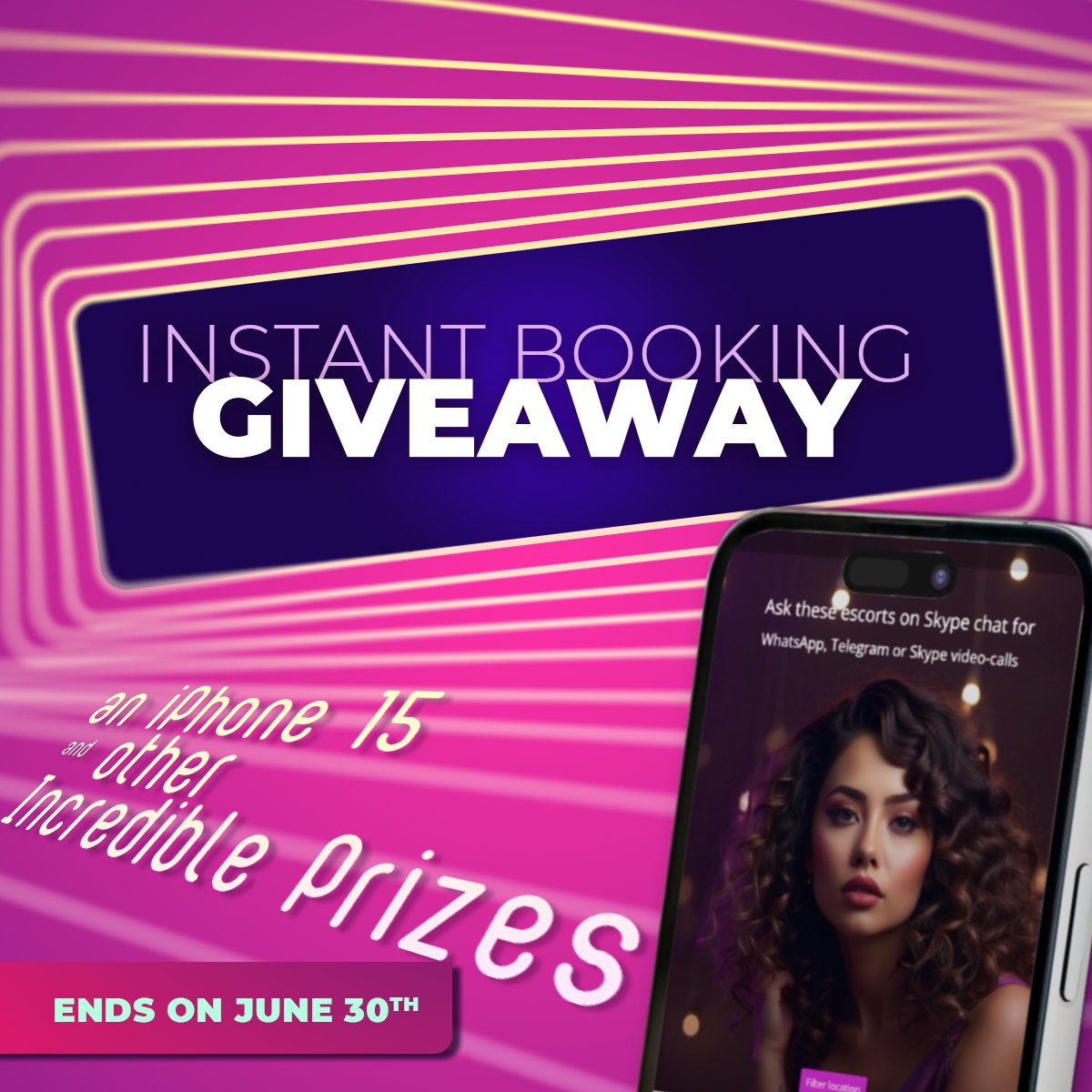🎉 We're giving away an #iPhone15 worth £900 to one lucky winner! 

Plus, 4 more prizes of Instant Bookings credits, making a total prize worth £2200 for 5 lucky winners: 2nd: 500 credits, 3rd: 400, 4th: 300, 5th: 100 😮💥

To join the fun: 
1️⃣Like and retweet 
2️⃣Register on