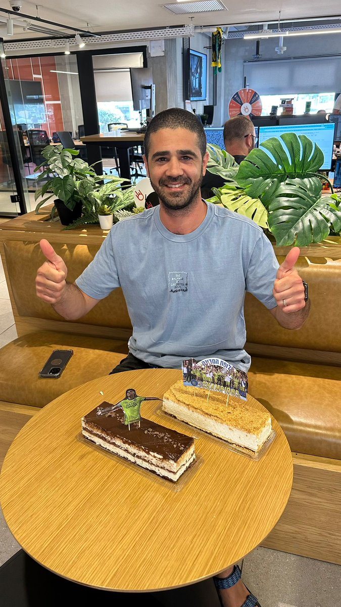 Papushe's tweet photo. Tnx @Lumigo for celebrating @MaccabiTLVFC championship with me 💛💙 https://t.co/RWPFF7DwFa