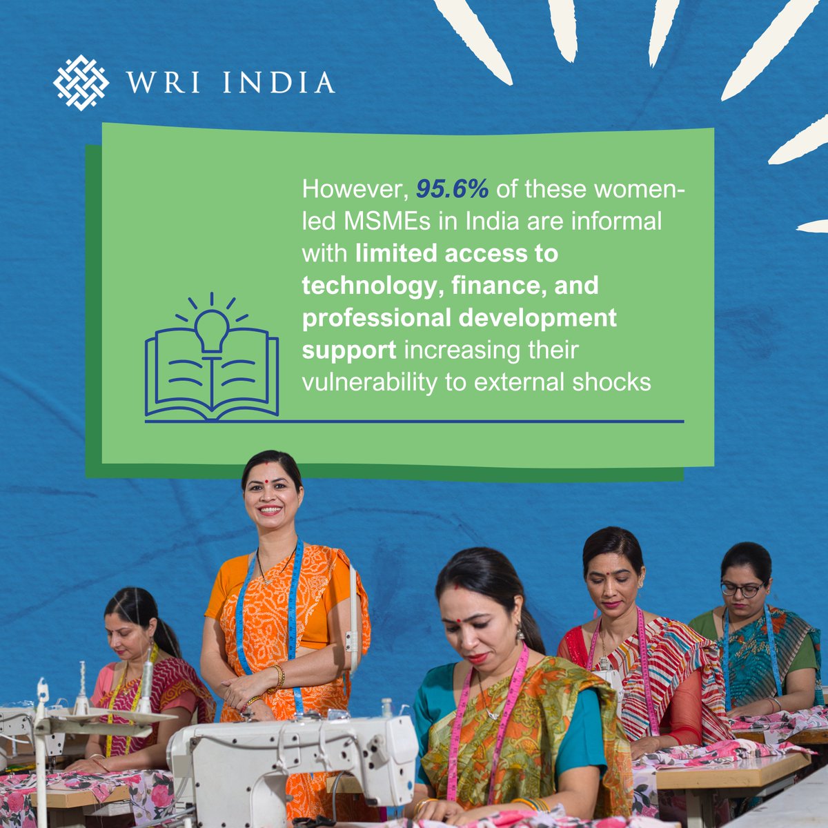 WRIIndia's tweet photo. Over 95% of women-led Indian #MSMEs are informal, restricting their access to knowledge, finance, and professional networks.

Our latest Conference Proceeding gives insights on strategies to support women workers and #MSMEs for a low-carbon transition.
👉https://t.co/bgV3wuyELP https://t.co/EYXbhEmh0d