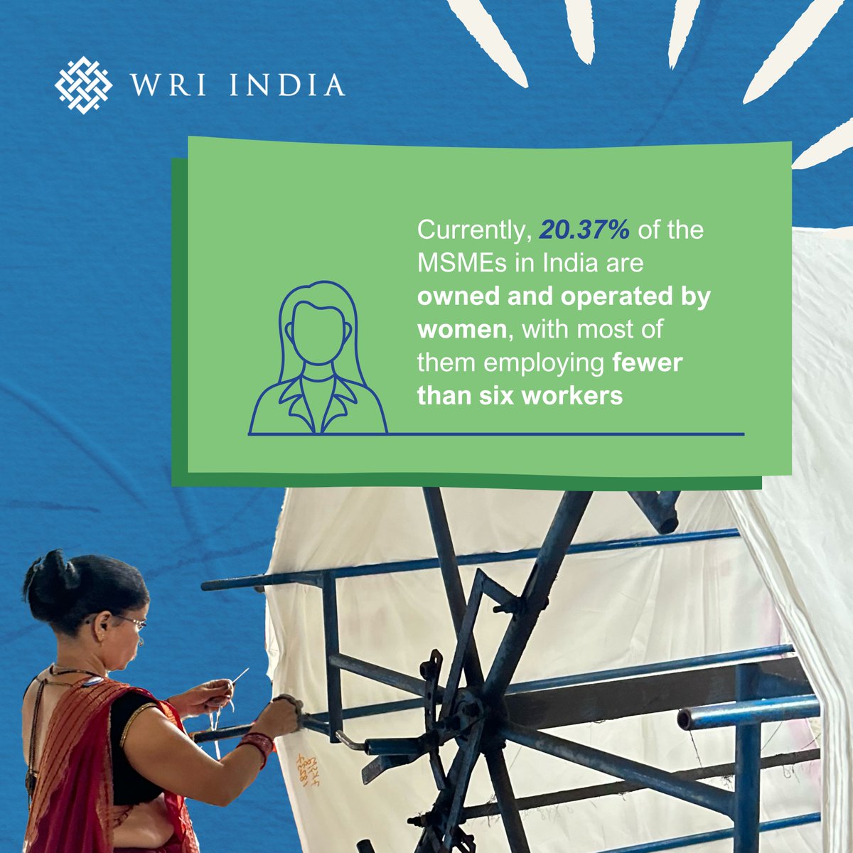 WRIIndia's tweet photo. Over 95% of women-led Indian #MSMEs are informal, restricting their access to knowledge, finance, and professional networks.

Our latest Conference Proceeding gives insights on strategies to support women workers and #MSMEs for a low-carbon transition.
👉https://t.co/bgV3wuyELP https://t.co/EYXbhEmh0d