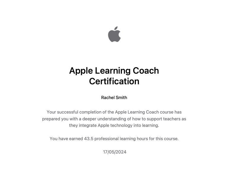 It's official! 🎉

I really enjoyed the reflective nature and creative projects during this course. Thank you <a href="/AppleEDU/">Apple Education</a> for the opportunity. 

#AppleLearningCoach