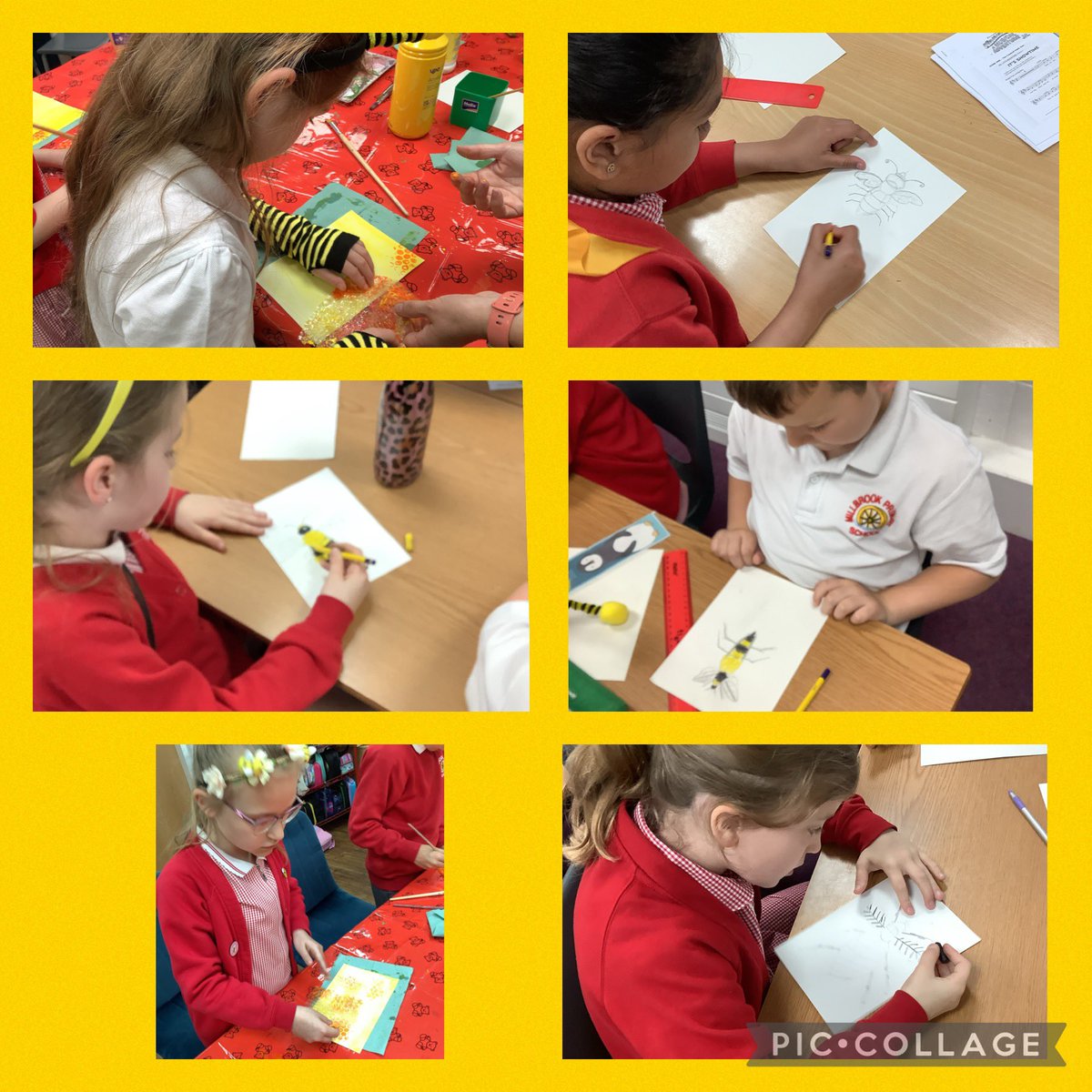 National Bee day and Year 3 are busy painting and sketching their bees. #creativeexpression     #resilience