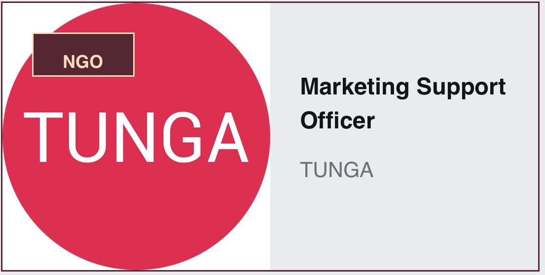 Marketing Support Officer needed at Tunga Details: jobnotices.ug/job/marketing-…