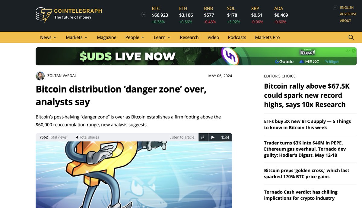 🎉 Big shoutout to @Cointelegraph for featuring Kima Network in the article, 'Bitcoin Distribution 'Danger Zone' Over, Analysts Say'! 📊 🤔 Curious about what our CEO, @eitank, thinks regarding the end of #Bitcoin distribution by long-term holders and its effect on Bitcoin's