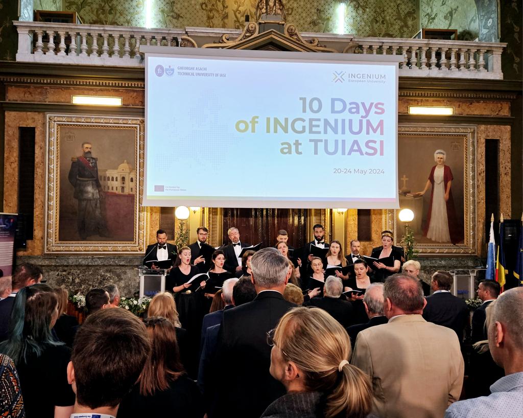 GOSuill's tweet photo. Ten Days of #Ingenium gets off to a rousing start in the magnificnet Aula Magna at Gheorghe Asachi Technical University in Iasi, Romania. https://t.co/CYyuaiSBb5