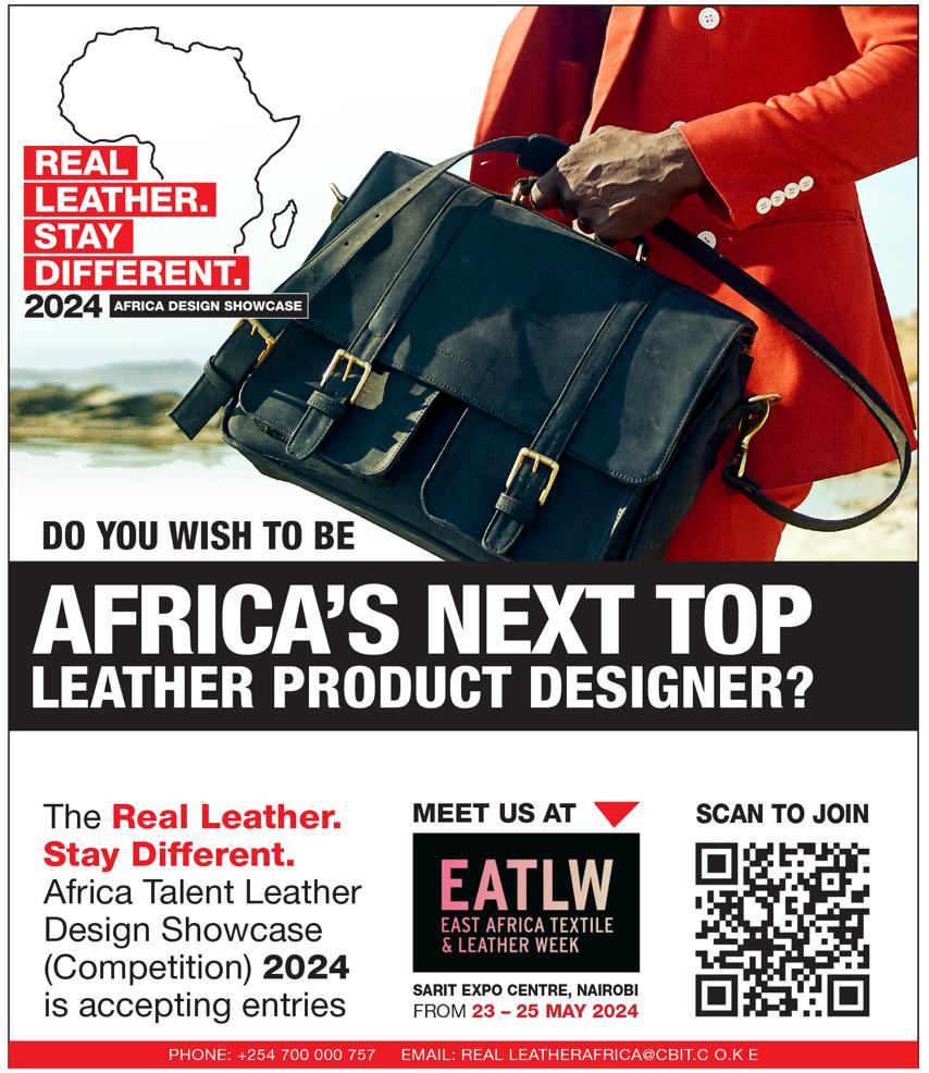 Showcase your leather design talent at RLSD Africa 2024! Visit us at #EATLW2024, May 23-25, Sarit Expo Centre, Nairobi. Don’t miss out! shorturl.at/bgEGT#AfricaLe… #SlowFashion @_real_leather_ @comesallpi @cbiteastafrica