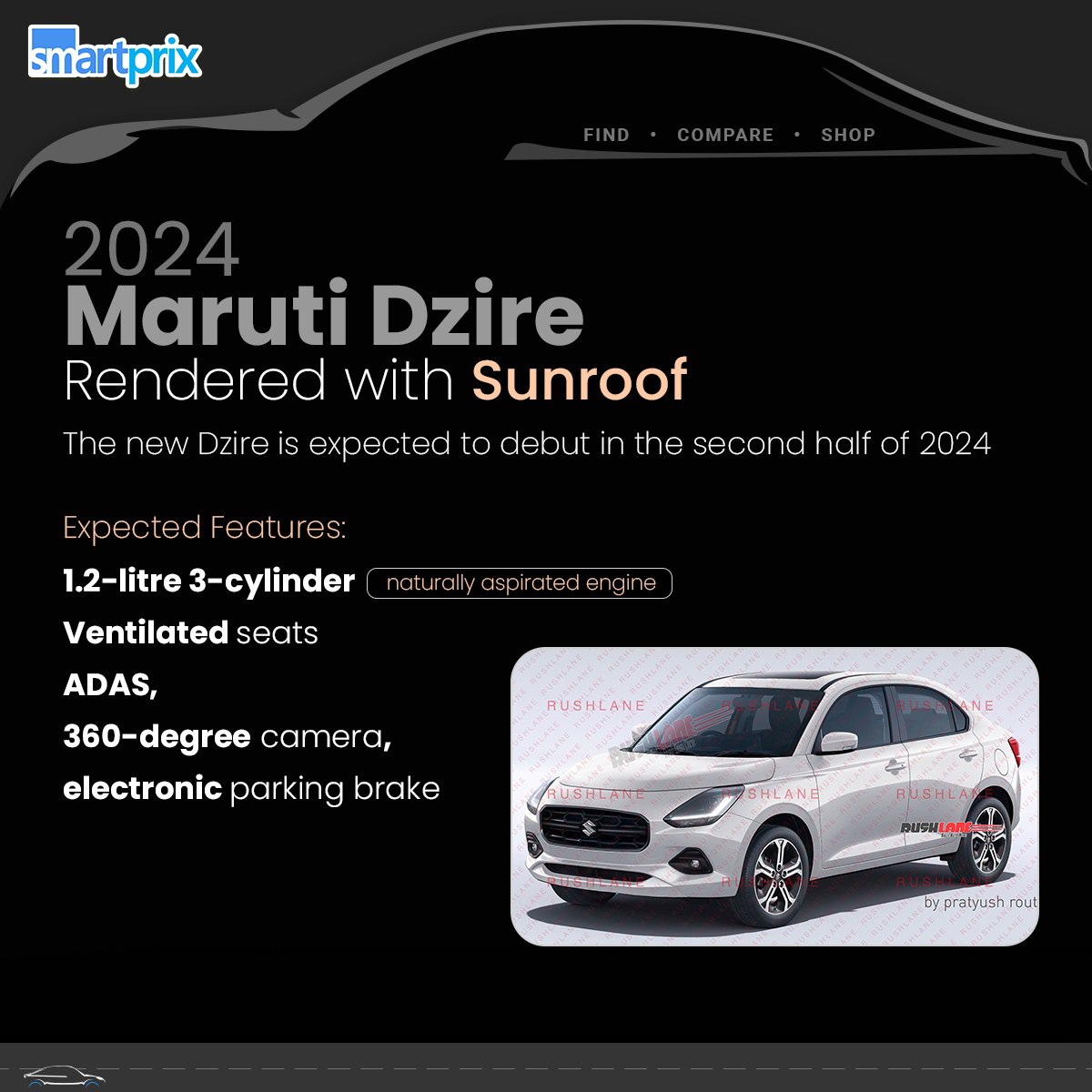 The Dzire is finally catching up on the sunroof trend. But what's your key feature for car comfort? #MarutiSuzuki #SwiftDzire #Sunroof #SmartprixCars