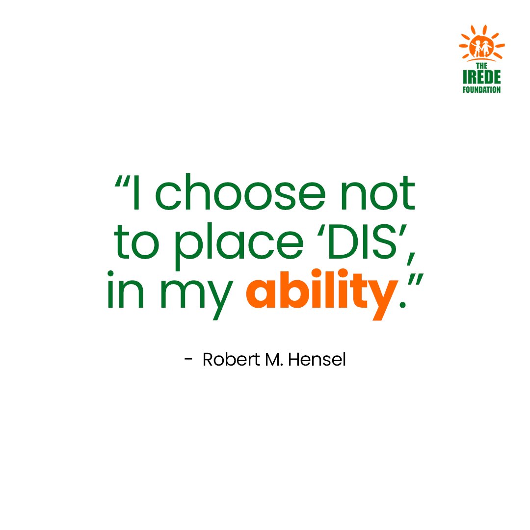 It's a new week! It's also the perfect time to get rid of the `dis' mindset and embrace the 'ability' mindset!

Disability is all about perspective. Unleash your unique abilities today!

#TheIREDEFoundation #disabilityadvocate #disabilityawareness #ngo #mondaymotivation #newweek