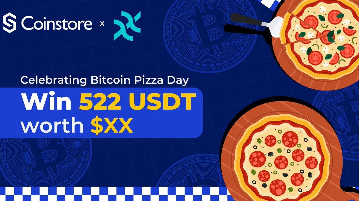 🍕 #Pizza and #Bitcoin lovers, assemble! 🍕 @Coinstore x @xx_network are heating things up for #BitcoinPizzaDay ! Celebrate with a chance to win 522 USDT worth $XX ! 🎉 1️⃣ Follow @Coinstore 2️⃣ Follow @xx_network 3️⃣ RT this post 4️⃣ Tag 3 friends who love pizza & Bitcoin! ⏳ 48