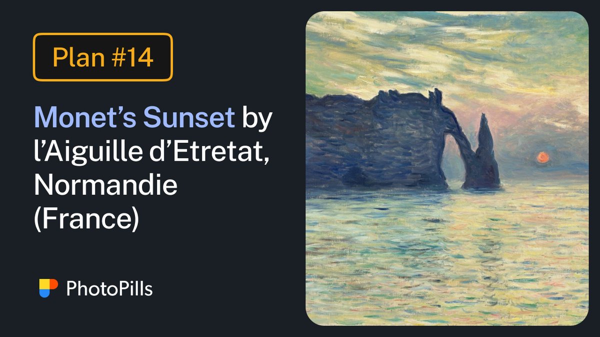Was Monet a liar? I Plan Monet’s Sunset by l’Aiguille d’Étretat, Normandie (France) for you to capture! 🤓: youtu.be/jbzyNgys6Vc