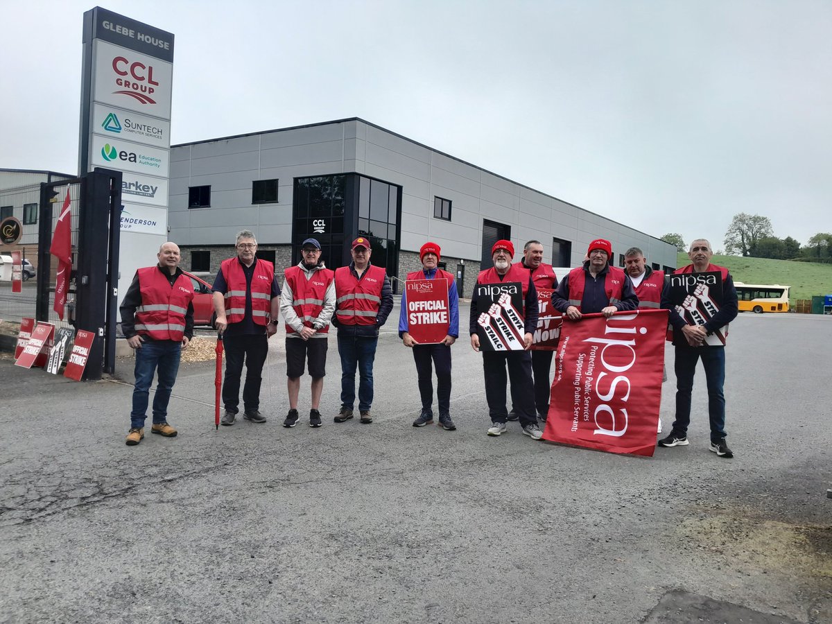 Solidarity with education workers on strike this week. School bus drivers picket line Newry. #fairpaynow