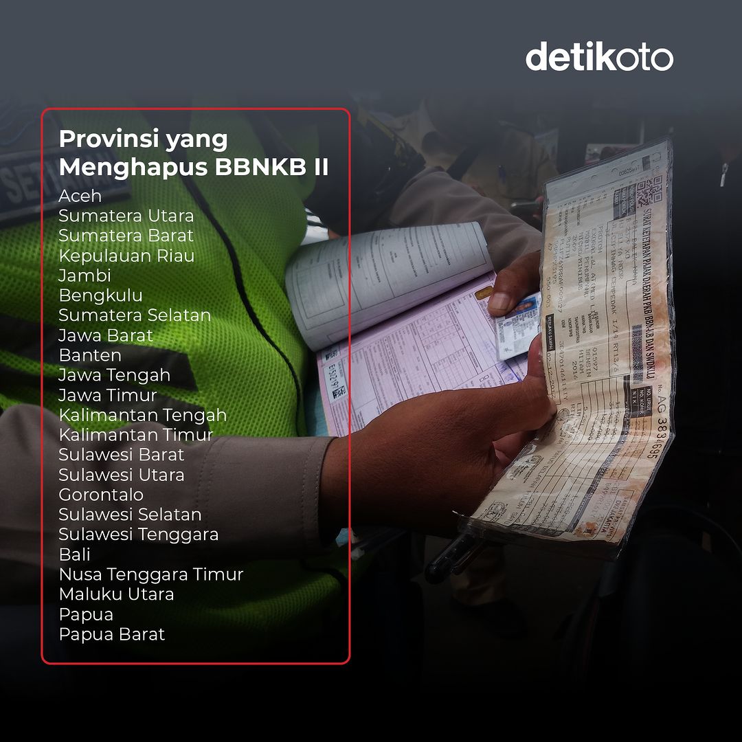 detikoto's tweet photo. Bea Balik Nama Kendaraan Bermotor (BBNKB) II dan pajak progresif mulai dihapus di beberapa provinsi.

Lalu provinsi mana saja yang sudah menerapkan aturan ini? 🤔

#detikoto #otomotif #pajak #pajakkendaraannama https://t.co/6E6eludRyS