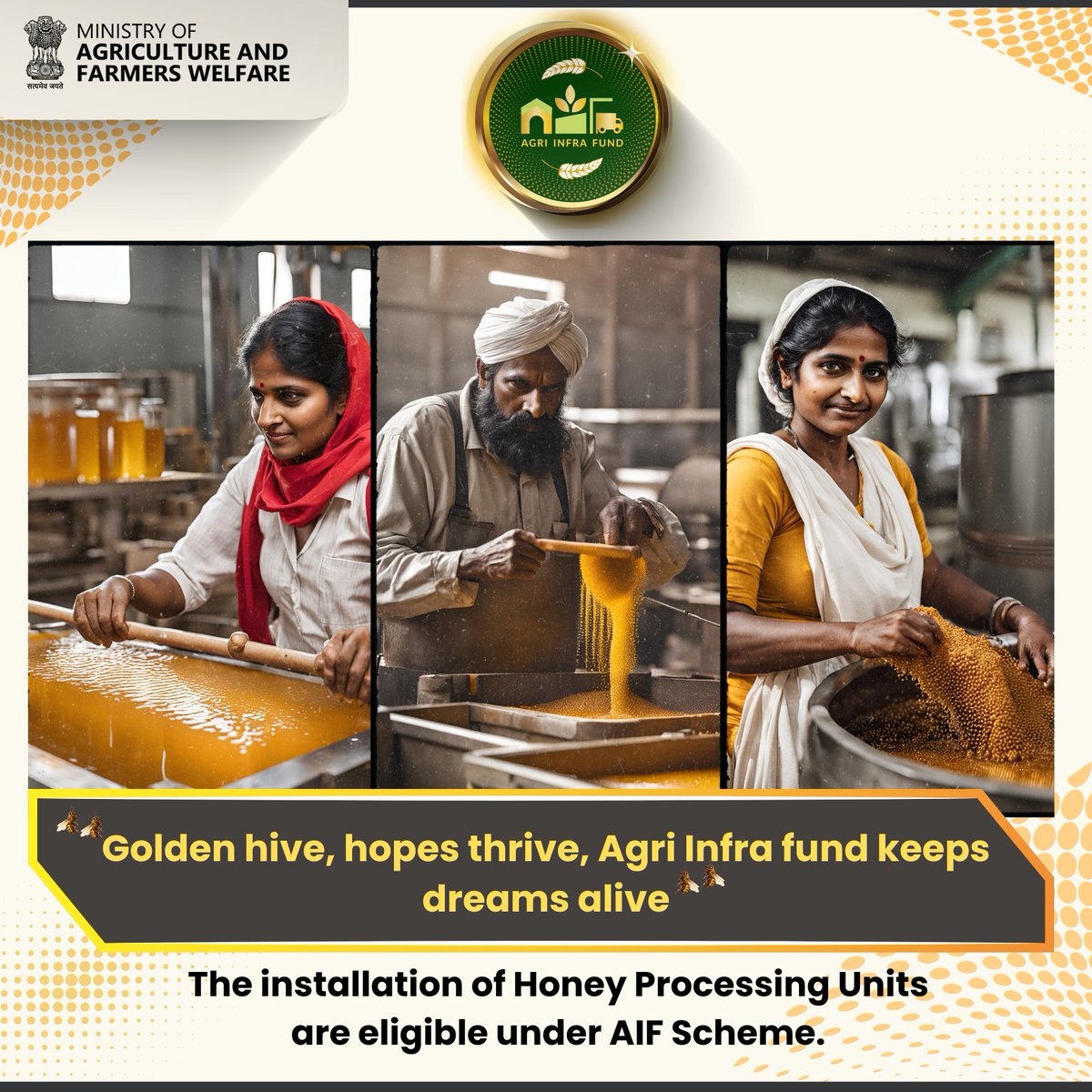 Unlock the golden potential of Honey Processing with @agriinfrafund scheme. Check out agriinfra.dac.gov.in today!

#agriinfrafund #agrigoi #honeyprocessing #honeybusiness #businessboost #honey #futuresuccess #govtschemes #agriculture #apiarist #mygovindia #trendingnow