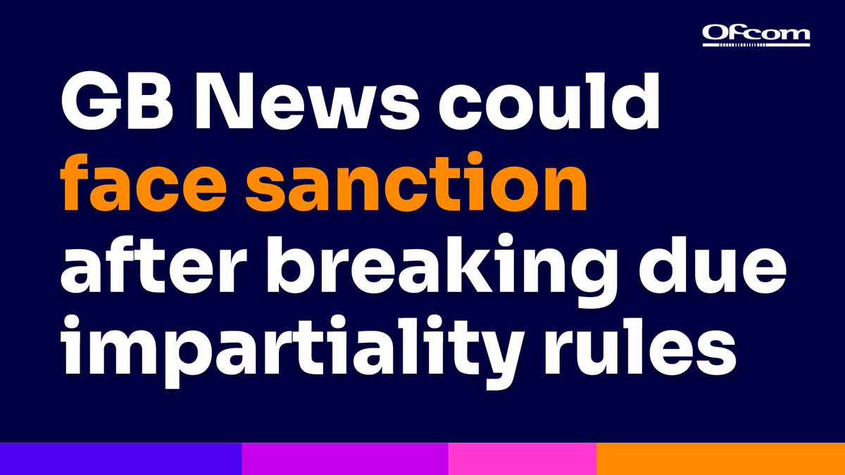 Ofcom's tweet image. GB News broke broadcasting rules with People’s Forum: The Prime Minister.

We found GB News failed to preserve due impartiality in this case - a serious and repeated breach of our rules. 

🔗Find out more: ofcom.org.uk/news-centre/20…